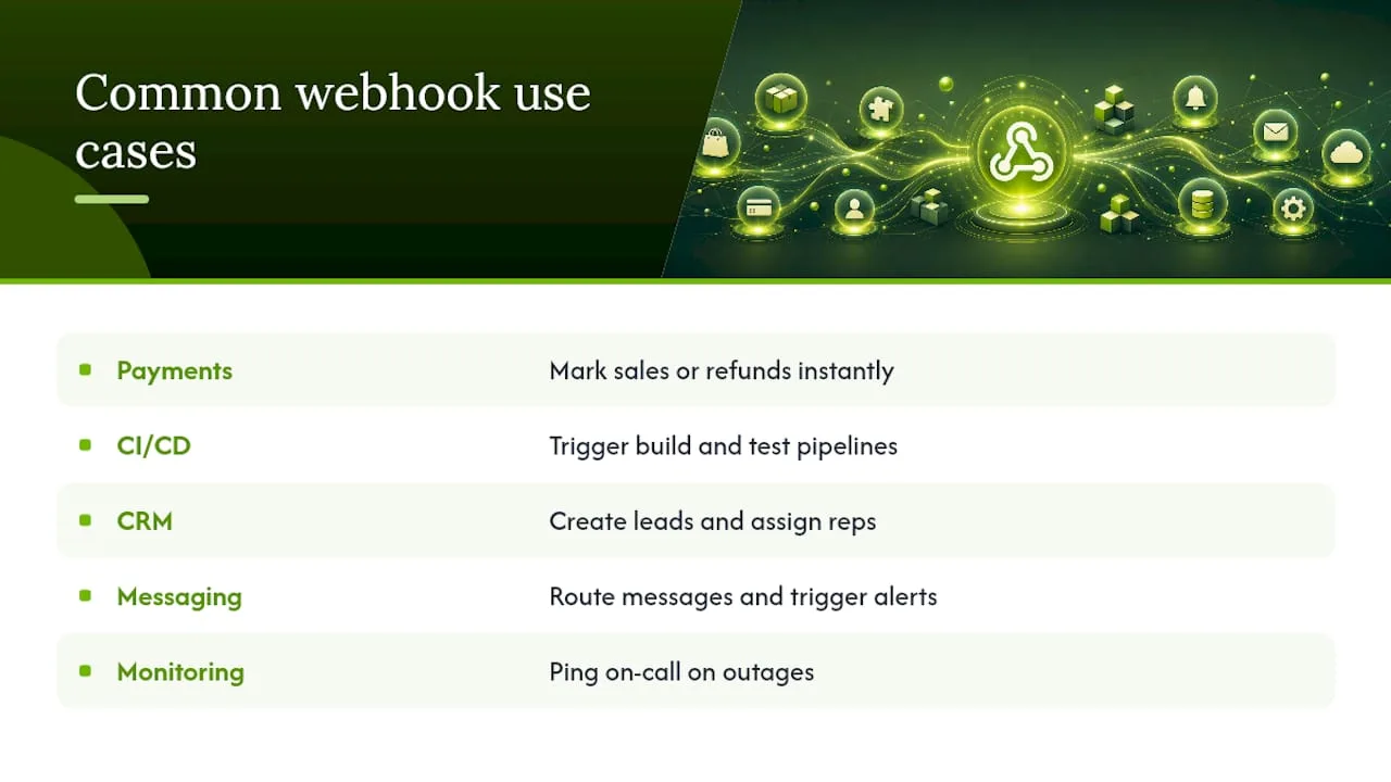 Common Webhook Use Cases You'll Run Into Constantly — overview diagram