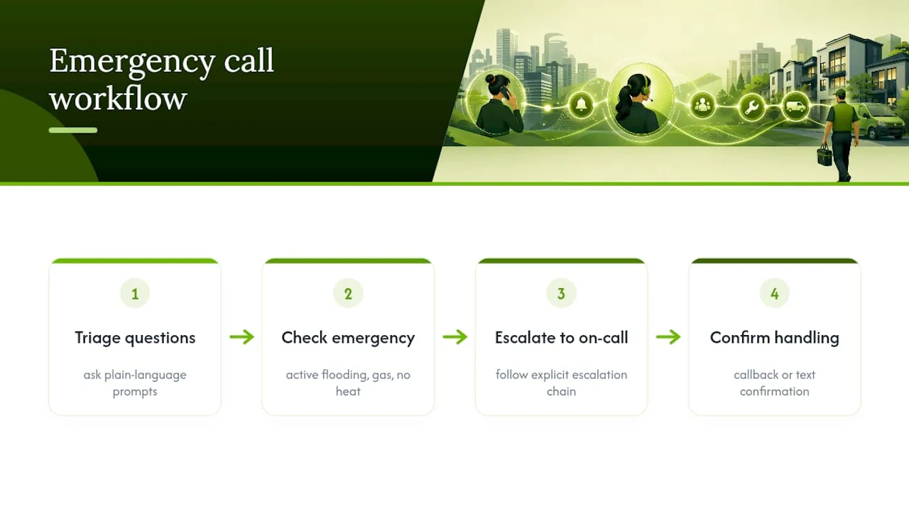 Emergency call triage and confirmation workflow